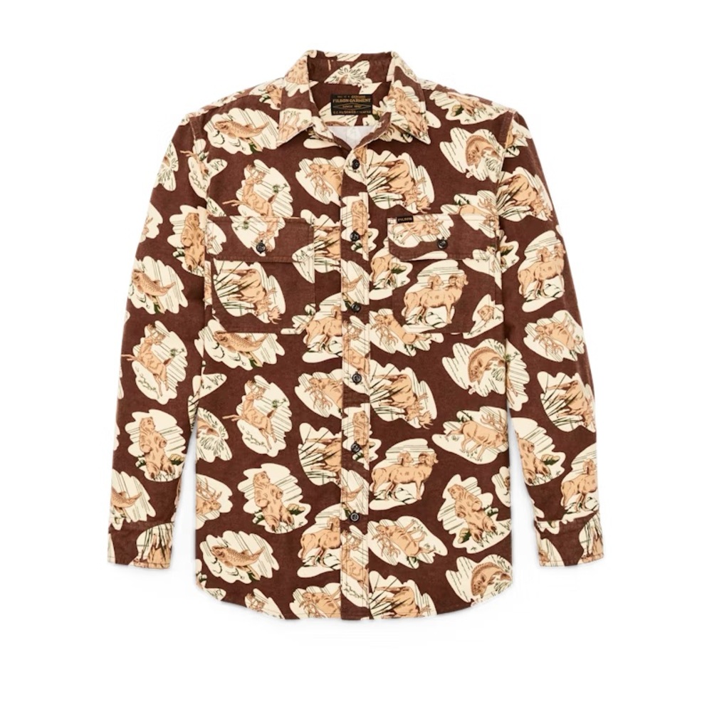 Filson Brown and Cream Floral Casual Button Down Shirt